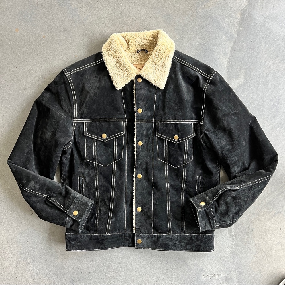 SCULLY MEN'S SHERPA LINED BOAR SUEDE JACKET